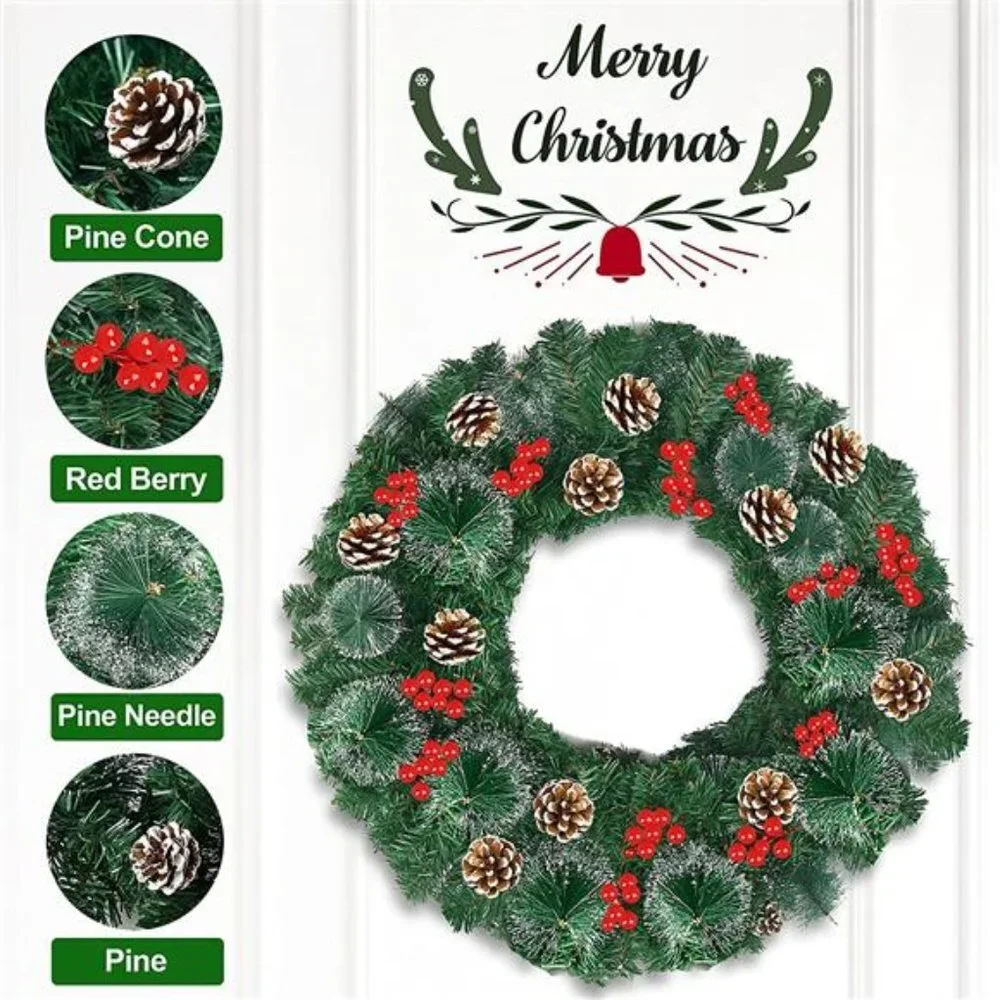9Ft Christmas Garland w/ 100 LED Lights Pre-Lit Xmas Garland for Indoor Outdoor
